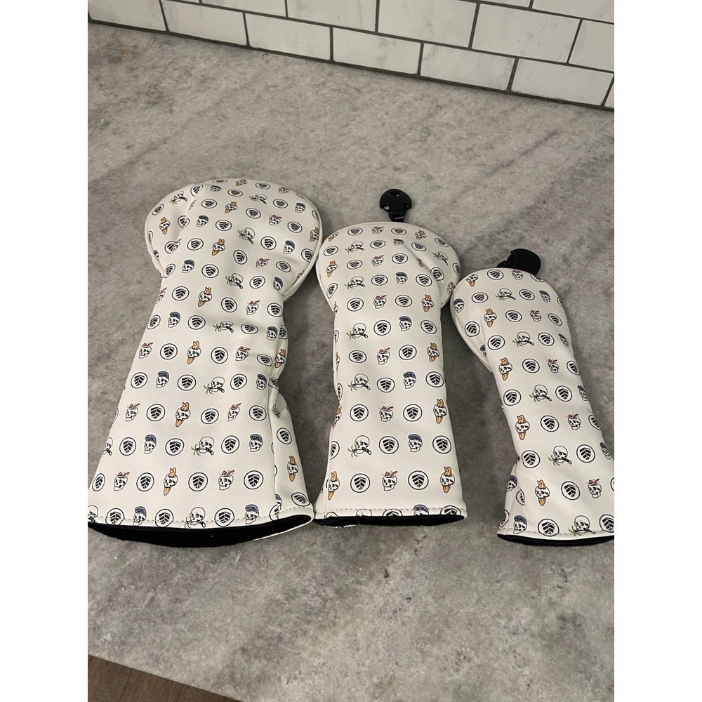 Golf Club Cover Headcover Skulls Set of 3 Excellent Condition